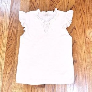 Loft Sleeveless Sweater White with Ruffle Detailing Size M